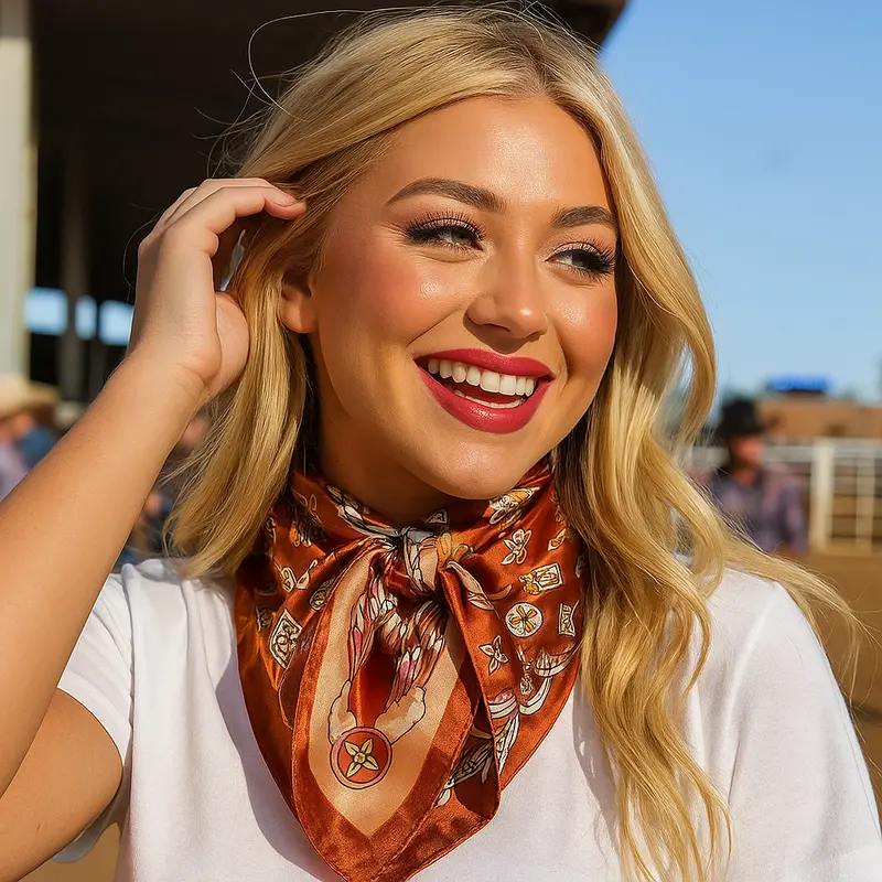 35X35"  Orange  Multi-Floral Wild Rag / Scarf Wr913x 1