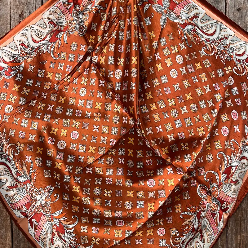 35X35" Orange Multi-Floral Wild Rag / Scarf Wr913x 2