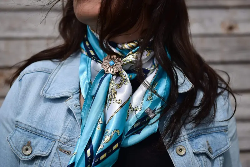 35X35" Ornate Turquoise Wild Rag / Scarf - W141l Slide Wrc326c 1
