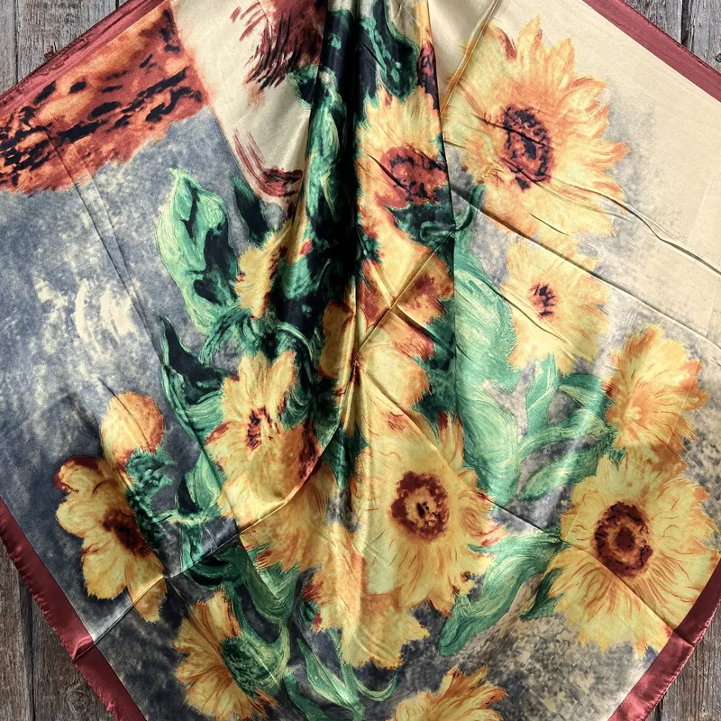 35X35" Painted Sunflower Wild Rag /Scarf Wr210 2