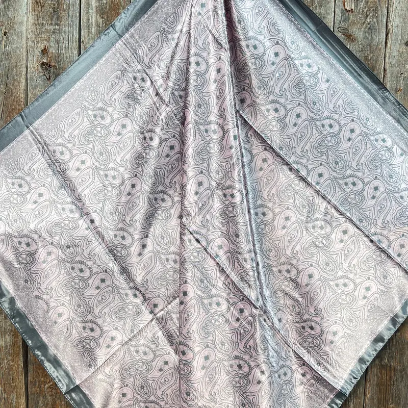 35X35" Pink & Grey Paisley Wild Rag / Scarf Wr3400 2
