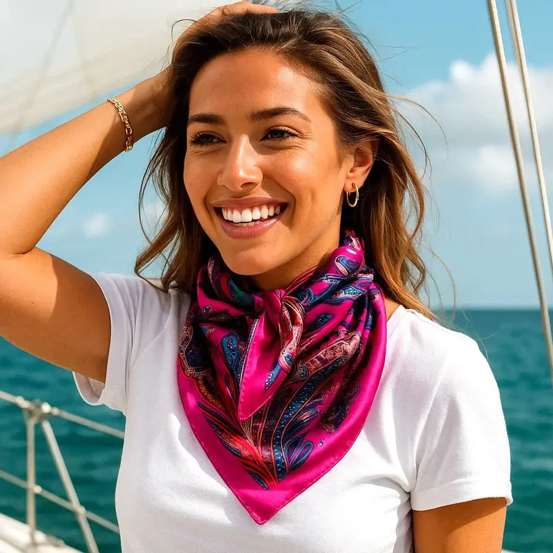 35X35" Pink Hippie Paisley Wild Rag / Scarf Wr904 1