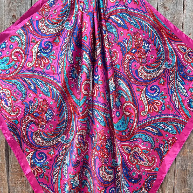 35X35" Pink Hippie Paisley Wild Rag / Scarf Wr904 2