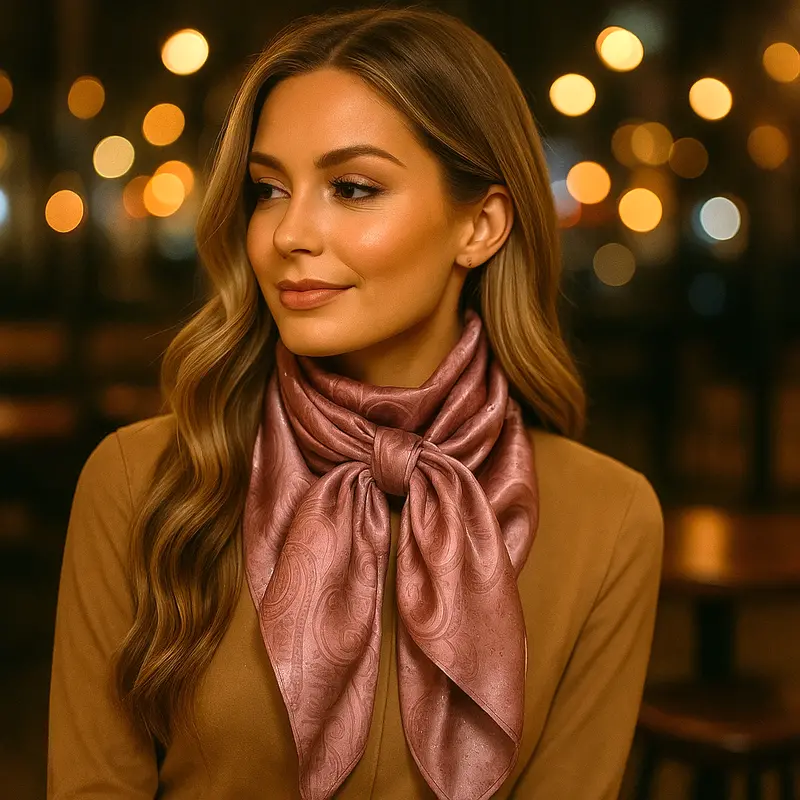 35X35" Pink Jacquard Wild Rag / Scarf Wr4049 1
