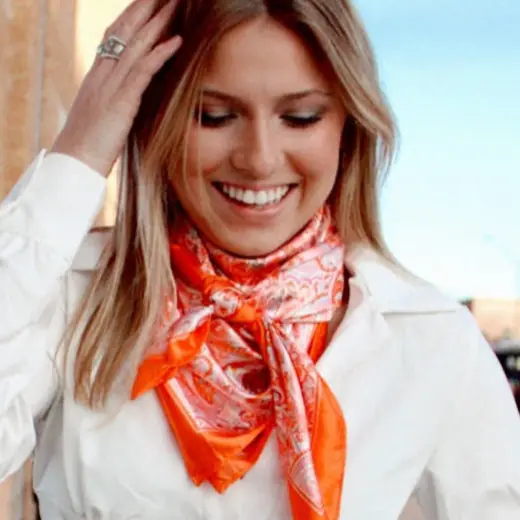 35X35" Pink & Orange Paisley Wild Rag / Scarf Wr3417 1