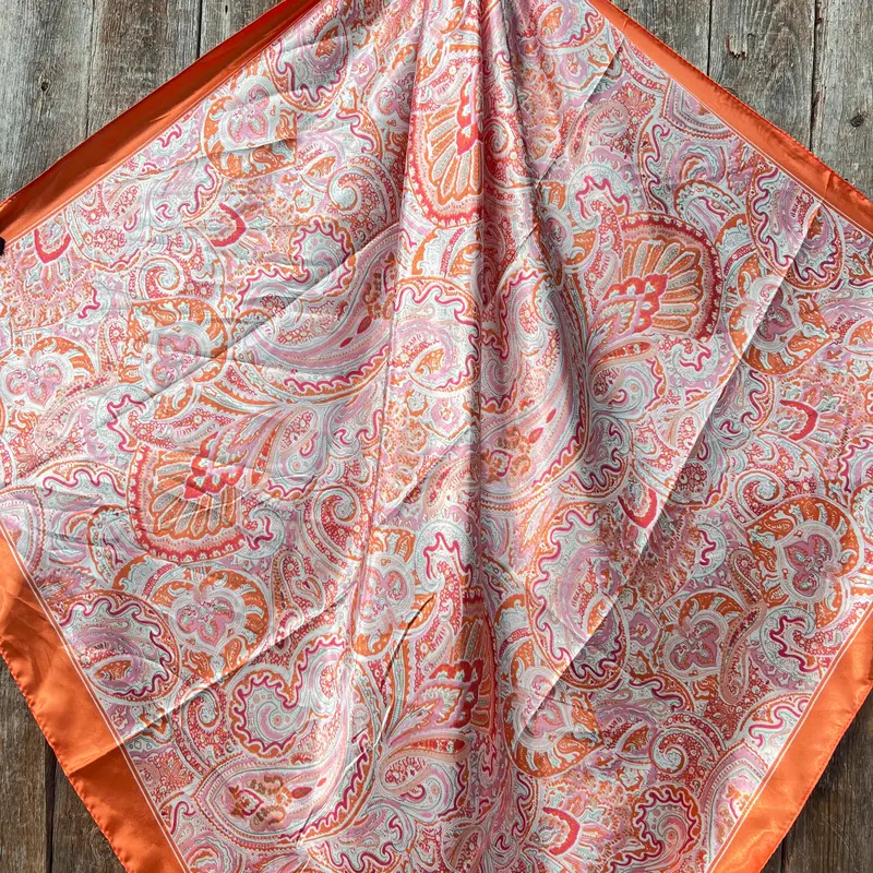 35X35" Pink & Orange Paisley Wild Rag / Scarf Wr3417 2