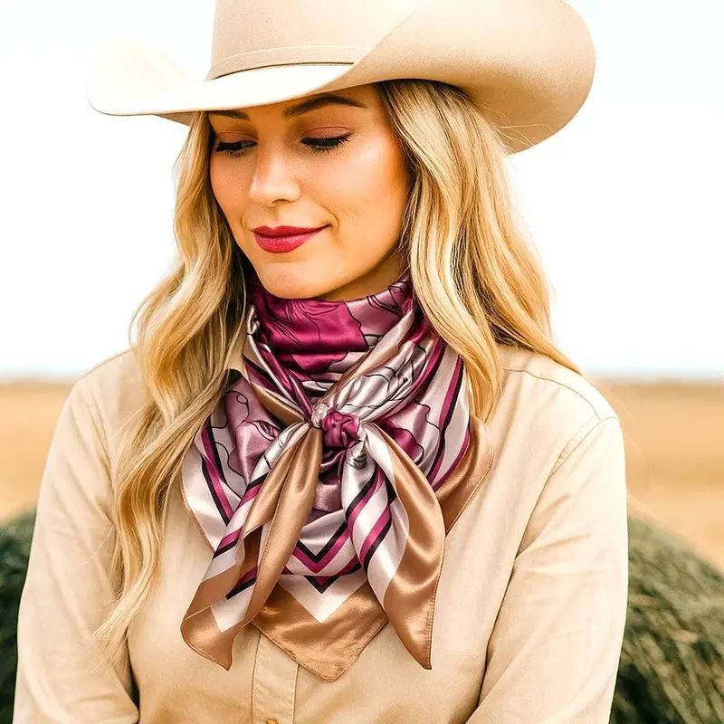 35X35"  Pink Roses Wild Rag / Scarf Wr3397 1