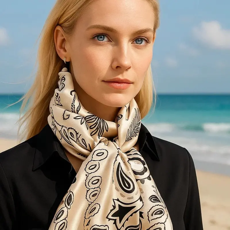 35X35" Pink & Silver Paisley Wild Rag / Scarf Wr435 1