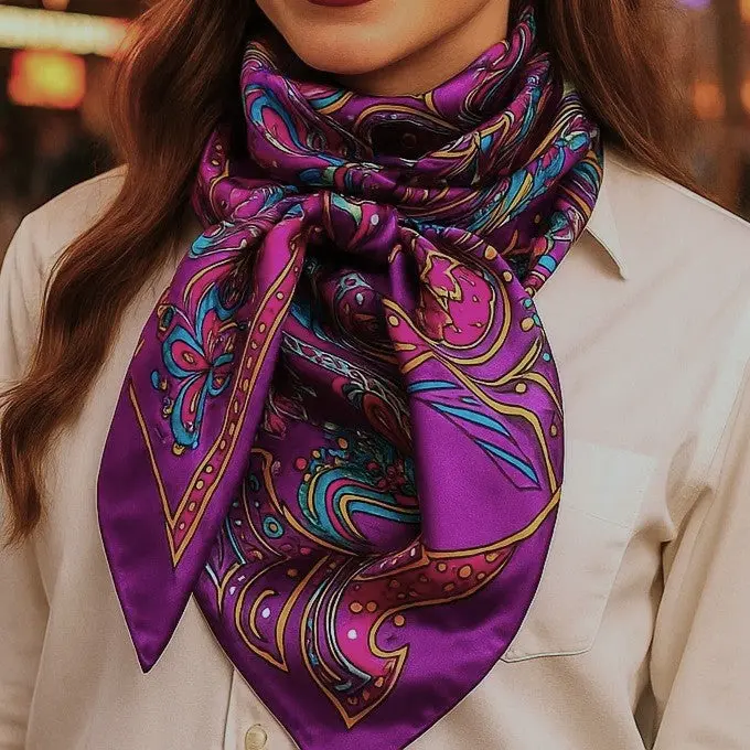 35X35" Purple Fun Floral Wild Rag / Scarf Wr1018 1
