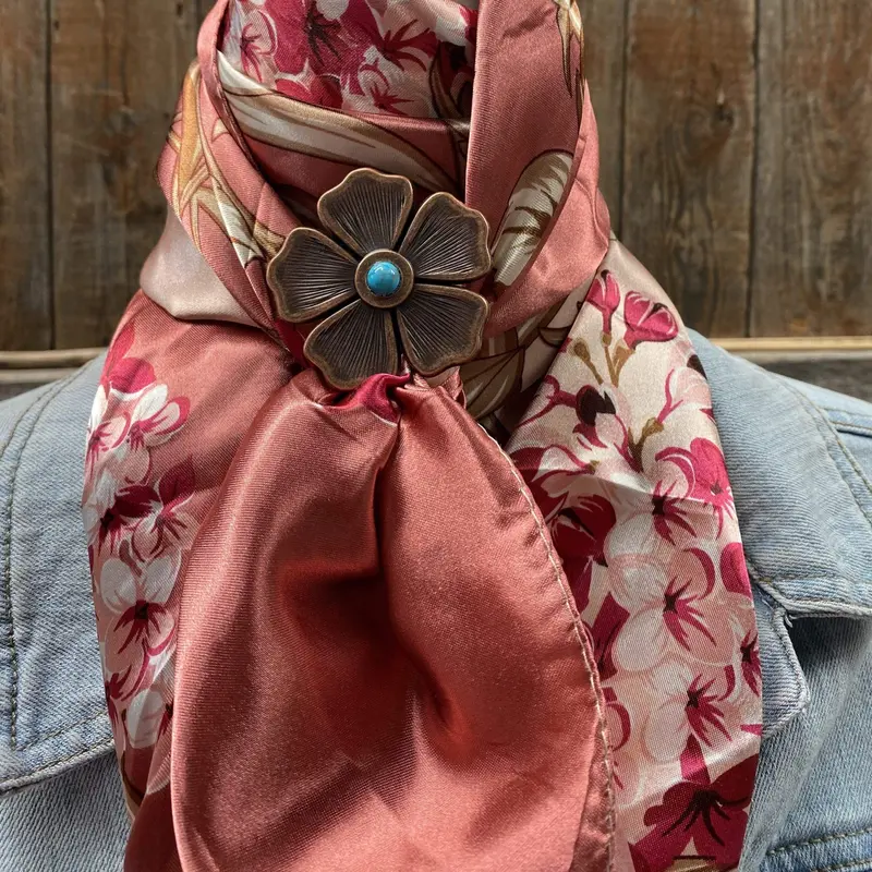 35X35" Raspberry Pink Floral Wild Rag / Scarf - W111l Slide Wrc403b 1