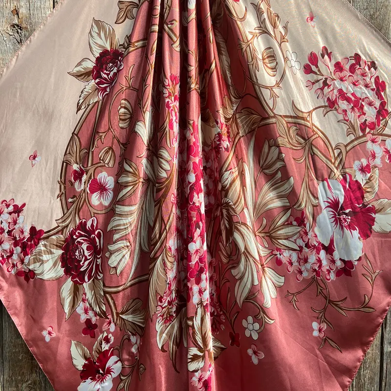 35X35" Raspberry Pink Floral Wild Rag / Scarf Wr403 2