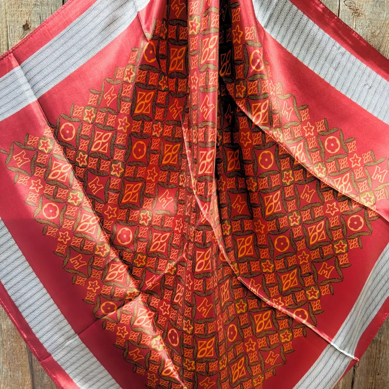 35X35" Red And Gold Multi Pattern Wild Rag / Scarf Wr1031x 2