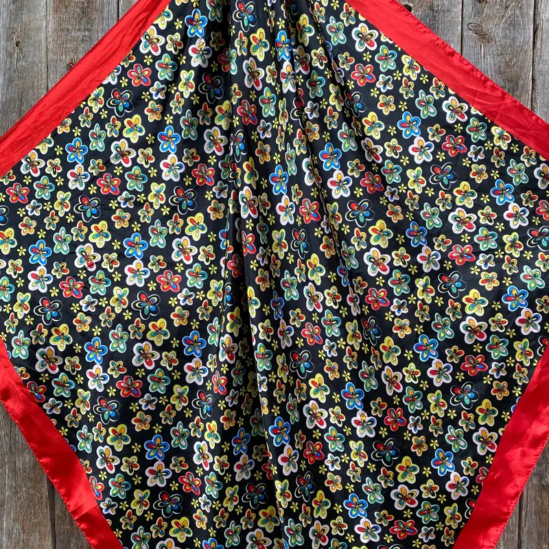 35X35" Red Flowers Wild Rag / Scarf Wr3107 2