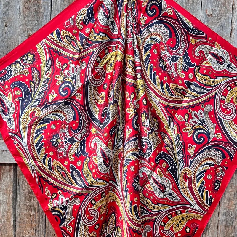 35X35" Red Hippie Paisley Wild Rag / Scarf Wr905 2