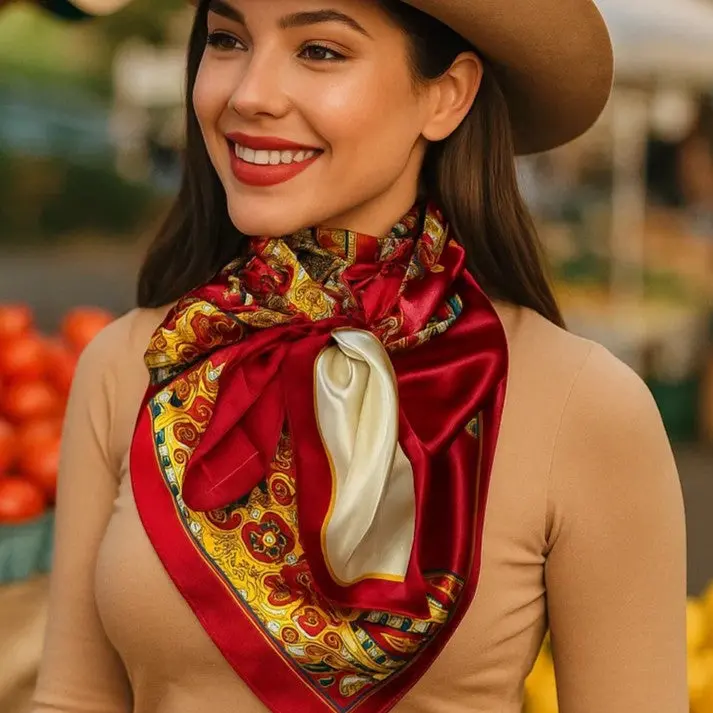 35X35"  Red Mardi Gras Wild Rag / Scarf Wr3353 1