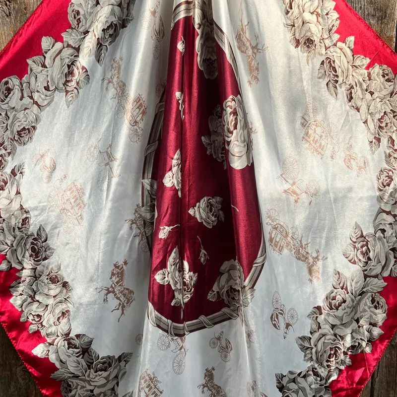 35X35" Red & Wine Floral Wild Rag / Scarf Wr592x 2