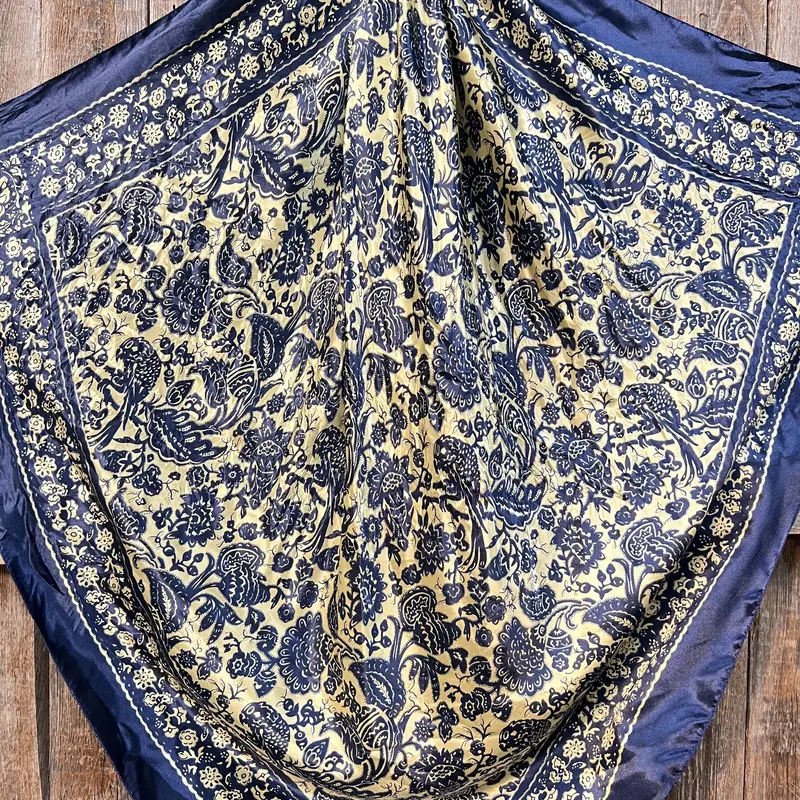 35X35" Royal Blue & Cream Paisley Wild Rag / Scarf Wr144 2
