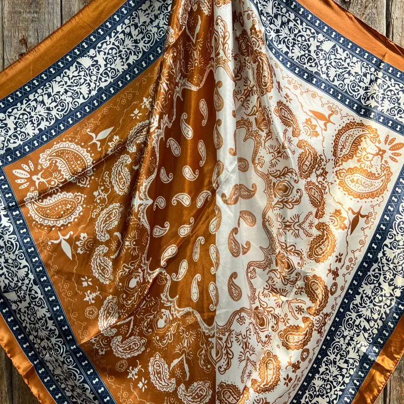 35X35" Rust & Navy Paisley Wild Rag / Scarf Wr3299 2
