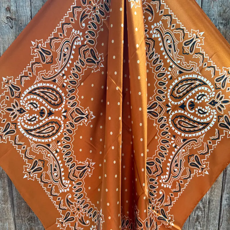 35X35" Rust Paisley Wild Rag / Scarf Wr3432 2