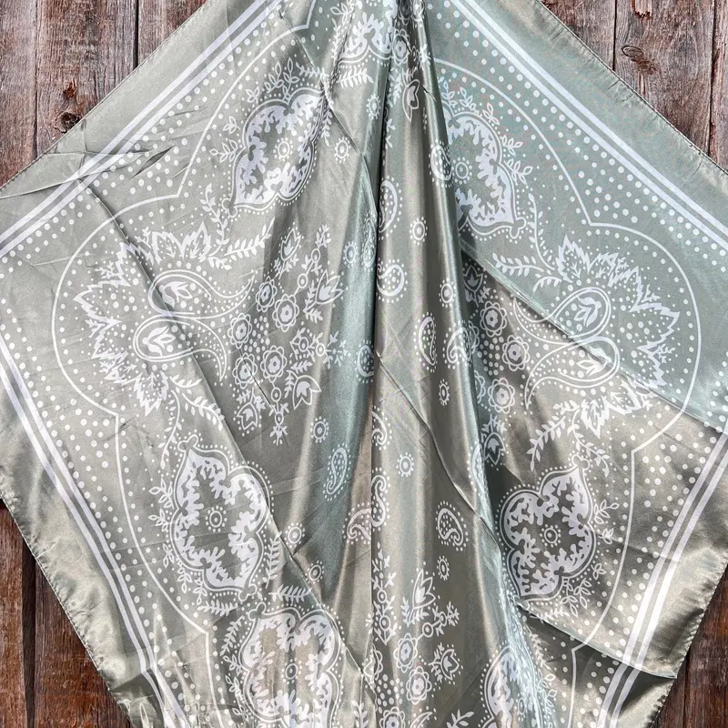 35X35" Sage Floral Paisley Wild Rag / Scarf Wr3380 2