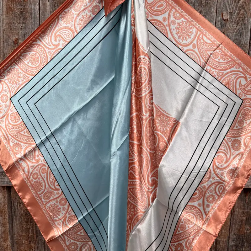 35X35" Soft Pink And Blue Paisley Wild Rag / Scarf Wr3388 2