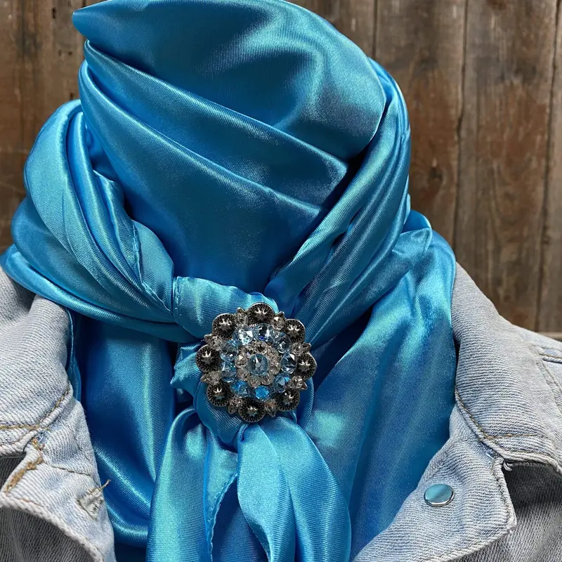 35X35"  Solid Aqua Wild Rag / Scarf - Antique Aqua & Clear Slide Wrsc8a 1