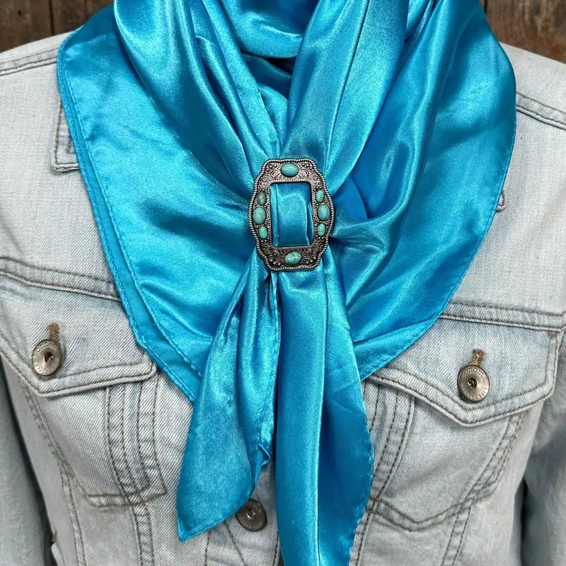 35X35"  Solid Aqua Wild Rag / Scarf - W198b Slide Wrsc8j 1