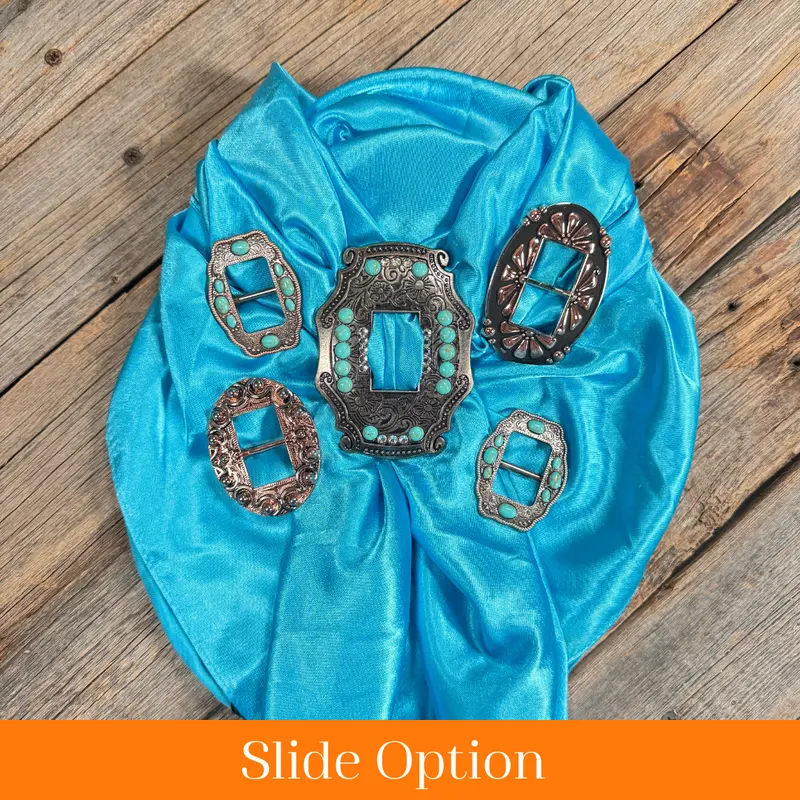35X35" Solid Aqua Wild Rag / Scarf Wrs8 - Buckle Wild Rag Slides - Assorted 1