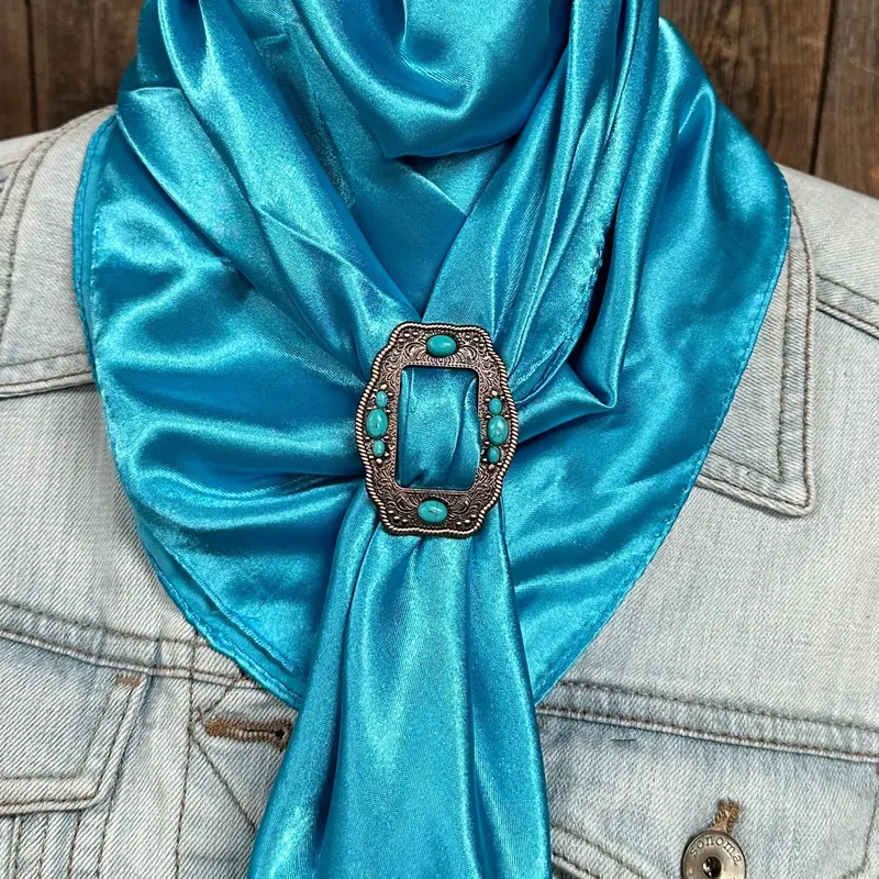 35X35" Solid Aqua Wild Rag / Scarf Wrs8 - Buckle Wild Rag Slides - Assorted 3