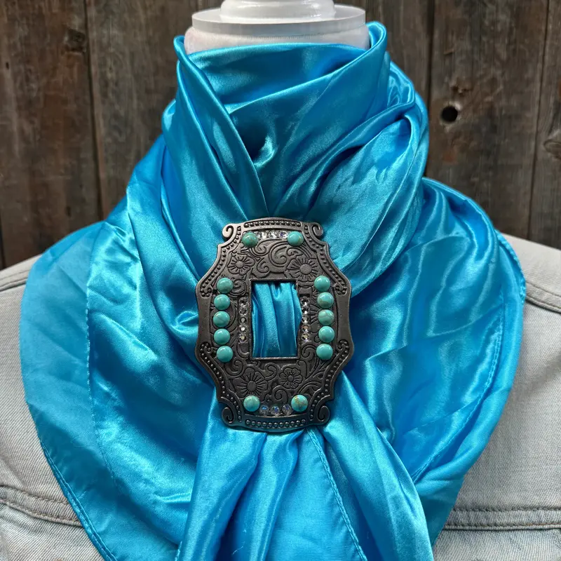 35X35" Solid Aqua Wild Rag / Scarf Wrs8 - Buckle Wild Rag Slides - Assorted 4