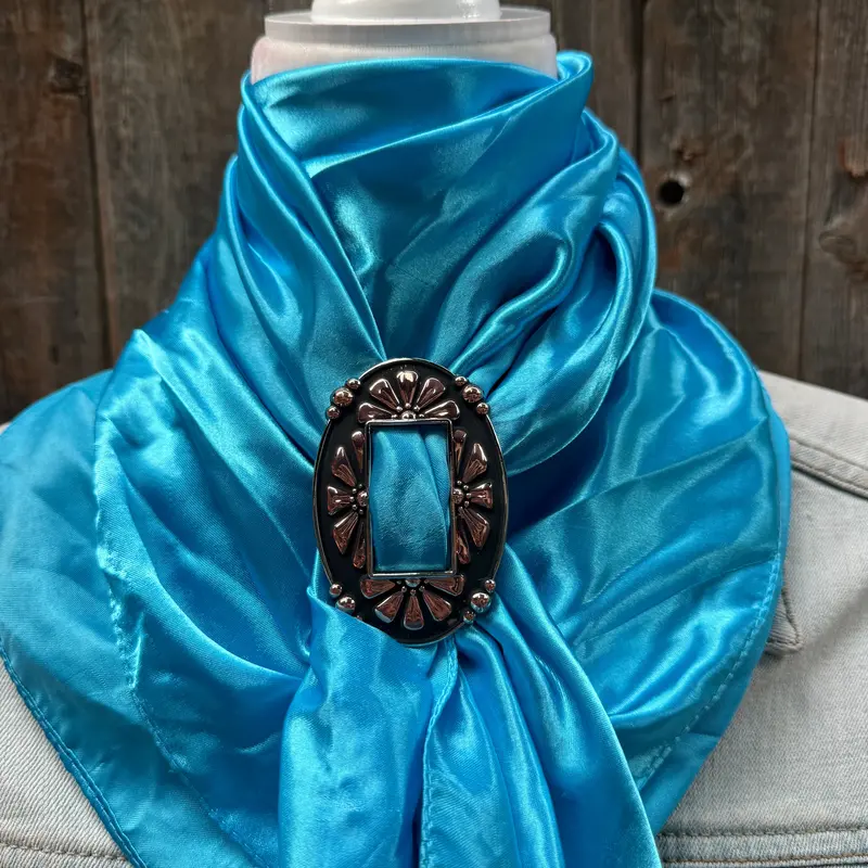 35X35" Solid Aqua Wild Rag / Scarf Wrs8 - Buckle Wild Rag Slides - Assorted 5