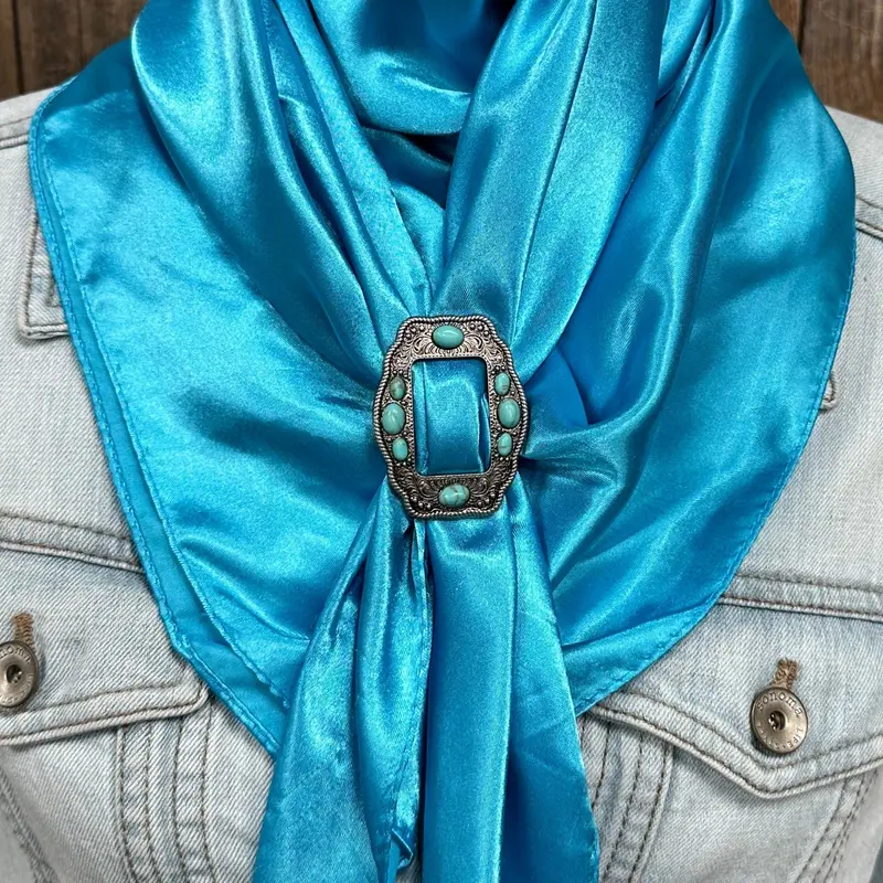 35X35" Solid Aqua Wild Rag / Scarf Wrs8 - Buckle Wild Rag Slides - Assorted 5