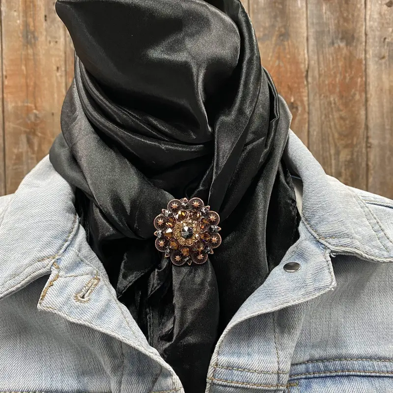 35X35"  Solid Black Wild Rag / Scarf - Copper Jet, Champagne, & Topaz Slide Wrsc4a 1