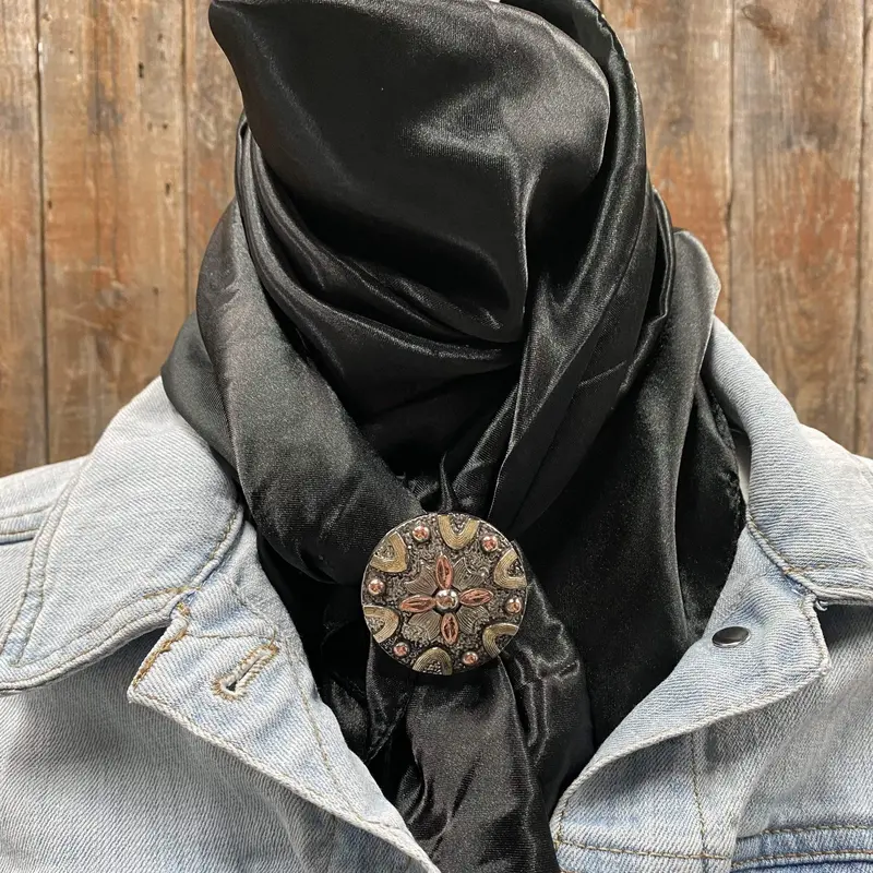 35X35"  Solid Black Wild Rag / Scarf - W147l Slide Wrsc4b 1