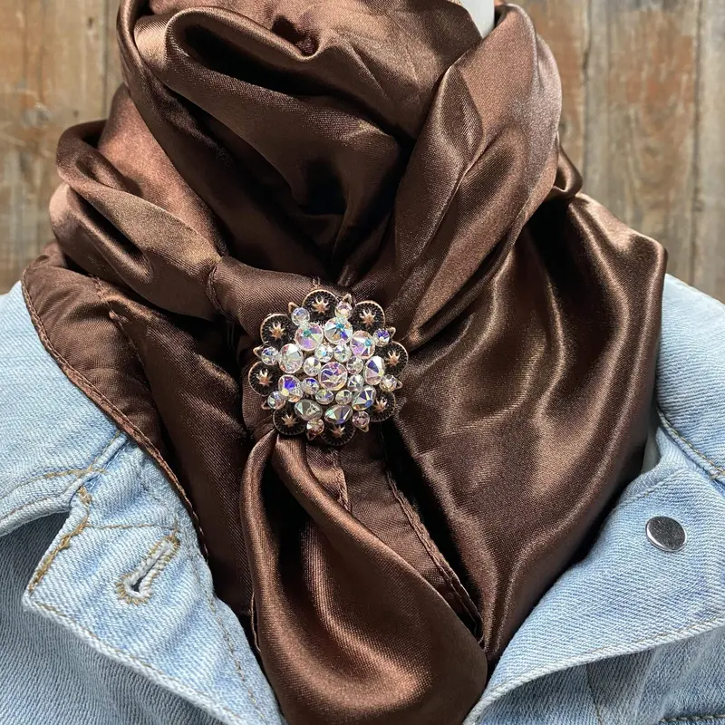 35X35"  Solid Brown Wild Rag / Scarf - Copper Ab Slide Wrsc2a 1