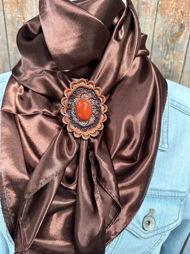 35X35"  Solid Brown Wild Rag / Scarf - R102cabru Slide Wrsc2e 1