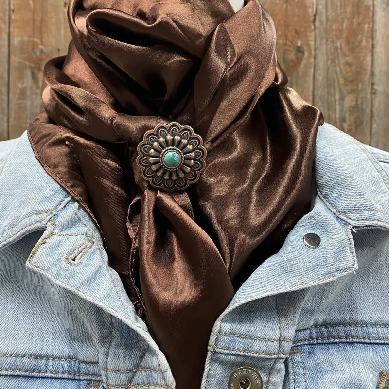 35X35"  Solid Brown Wild Rag / Scarf - W103l Slide Wrsc2b 1