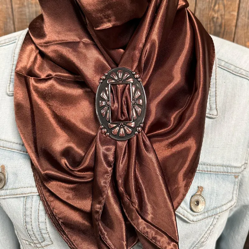 35X35"  Solid Brown Wild Rag / Scarf - W196b Slide Wrsc2h 1