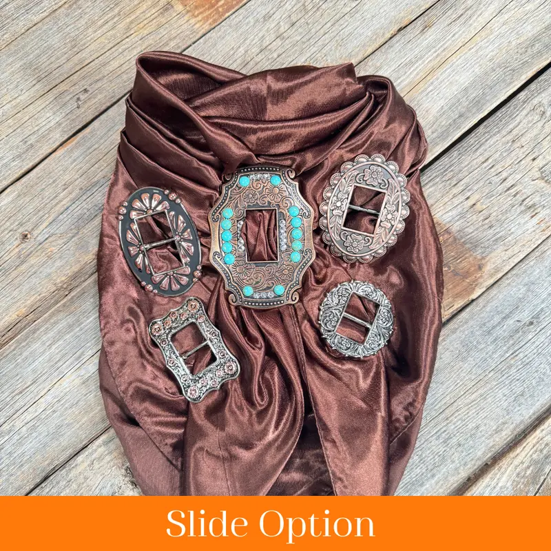35X35" Solid Brown Wild Rag / Scarf Wrs2 - Buckle Wild Rag Slides - Assorted 1