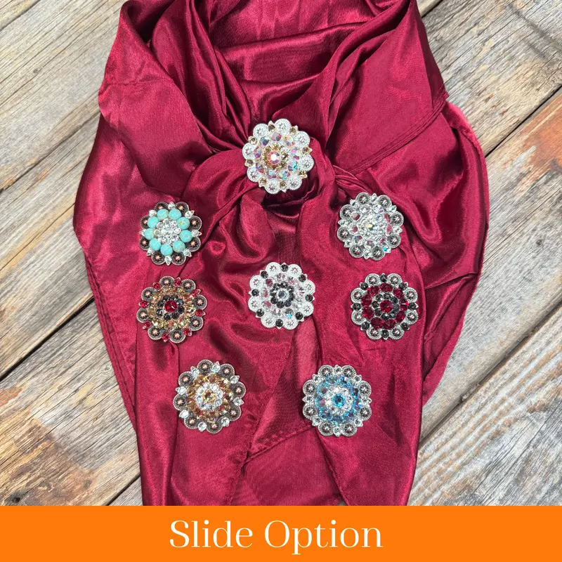 35X35" Solid Burgundy Wild Rag / Scarf Wrs14 - Crystal Concho Wild Rag Slides - Assorted 1