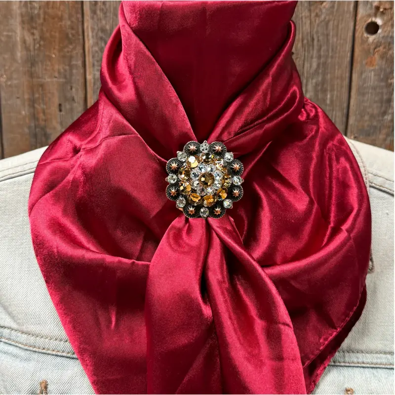 35X35" Solid Burgundy Wild Rag / Scarf Wrs14 - Crystal Concho Wild Rag Slides - Assorted 2