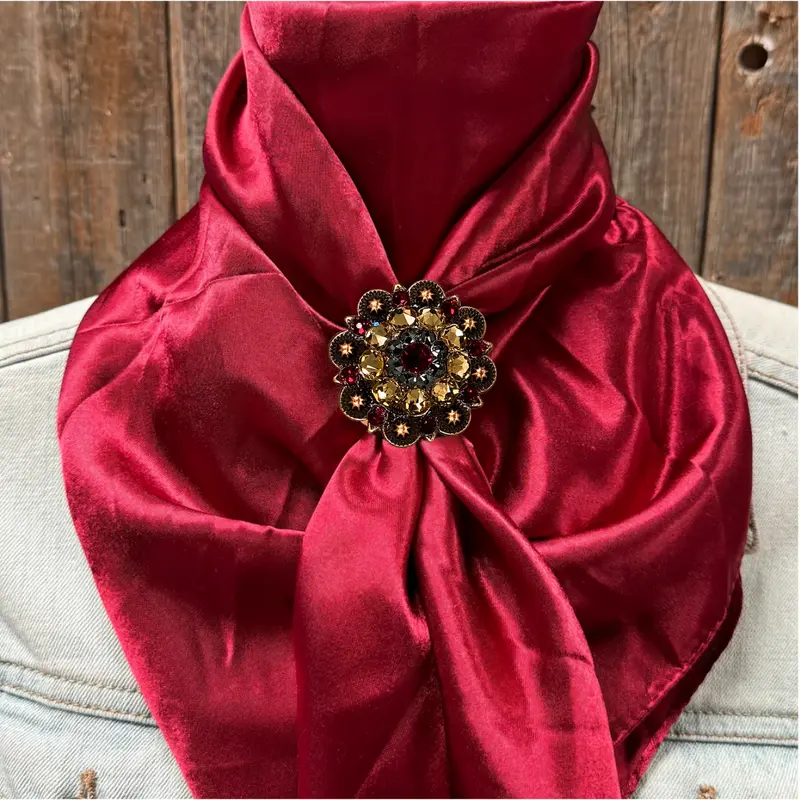 35X35" Solid Burgundy Wild Rag / Scarf Wrs14 - Crystal Concho Wild Rag Slides - Assorted 3