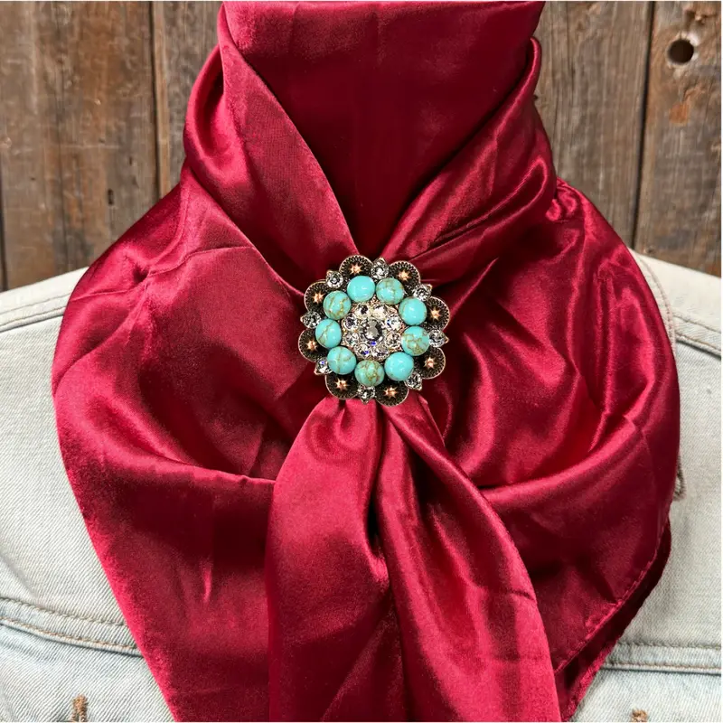 35X35" Solid Burgundy Wild Rag / Scarf Wrs14 - Crystal Concho Wild Rag Slides - Assorted 4