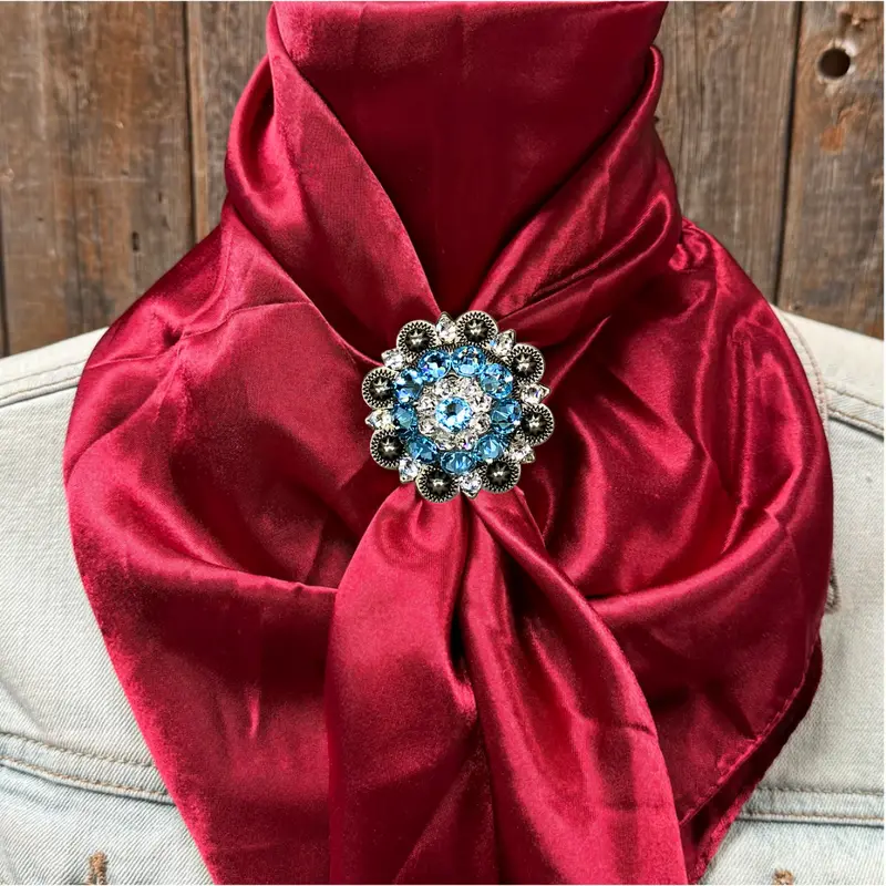 35X35" Solid Burgundy Wild Rag / Scarf Wrs14 - Crystal Concho Wild Rag Slides - Assorted 5