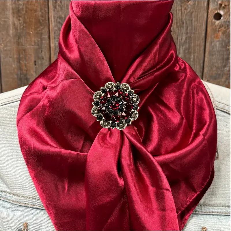 35X35" Solid Burgundy Wild Rag / Scarf Wrs14 - Crystal Concho Wild Rag Slides - Assorted 7