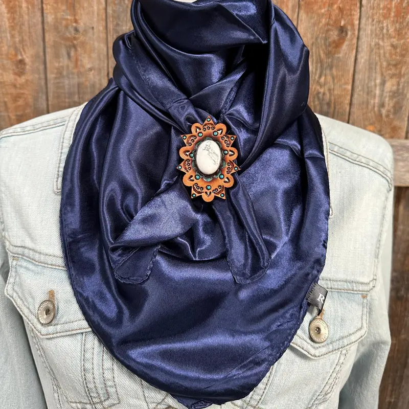 35X35"  Solid Dark Blue Wild Rag / Scarf - R110cabwt Slide Wrsc9e 1