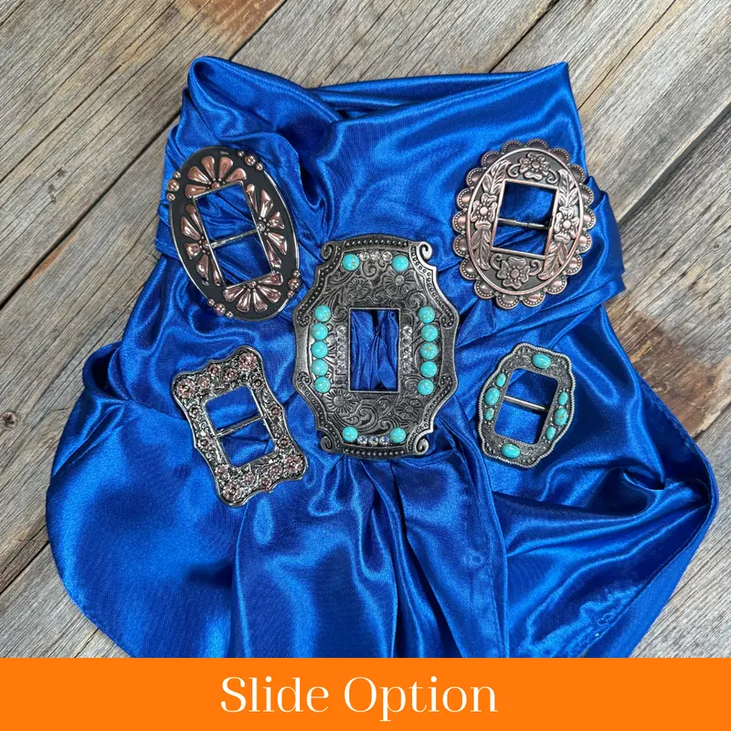 35X35" Solid Electric Blue Wild Rag / Scarf Wrs17 - Buckle Wild Rag Slides - Assorted 1