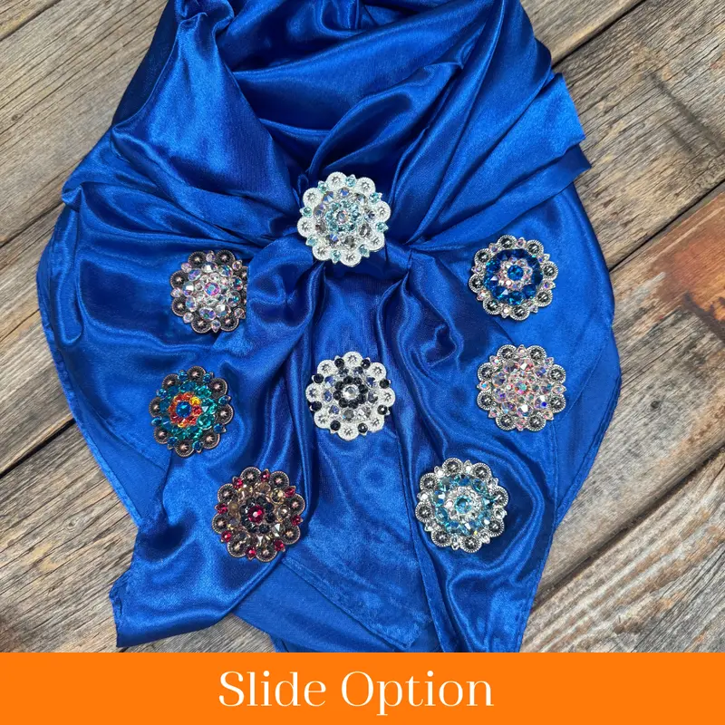 35X35" Solid Electric Blue Wild Rag / Scarf Wrs17 - Crystal Concho Wild Rag Slides - Assorted 1