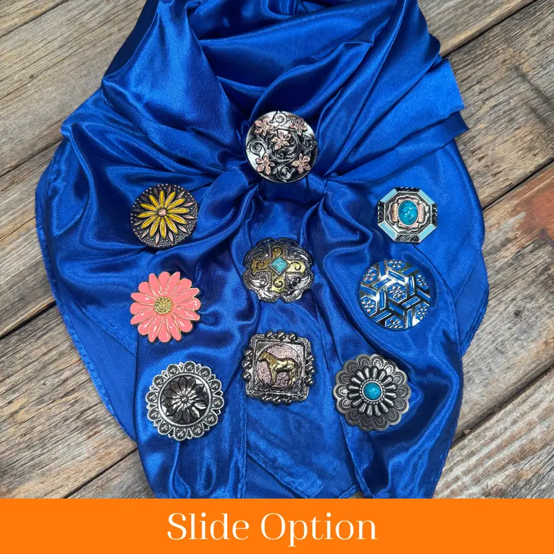 35X35" Solid Electric Blue Wild Rag / Scarf Wrs17 - Western Concho Wild Rag Slides - Assorted 1