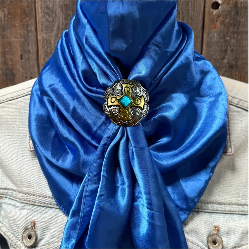 35X35" Solid Electric Blue Wild Rag / Scarf Wrs17 - Western Concho Wild Rag Slides - Assorted 3